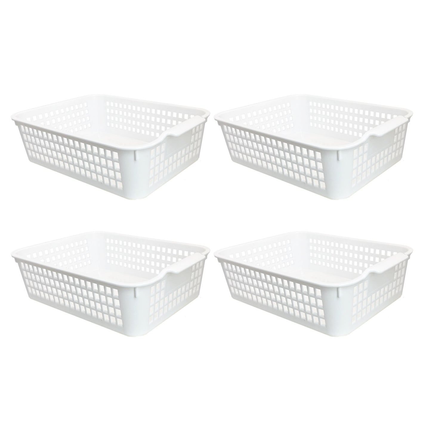4 Pack | White Plastic Basket
