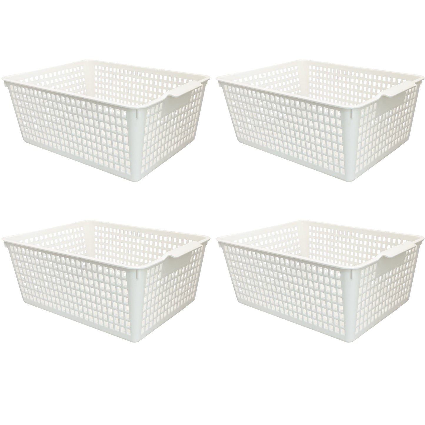 4 Pack | White Plastic Basket