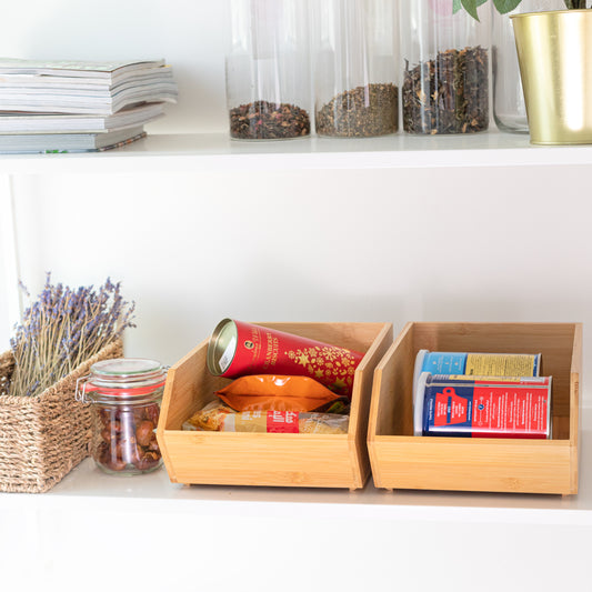 2 Pack | Bamboo Natural Wood Storage Bin