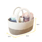 Cotton Rope Diaper Caddy Basket with Divider & Handles (White & Natural)
