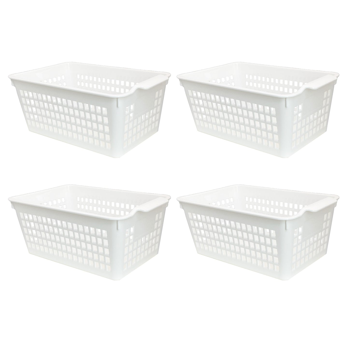 4 Pack | White Plastic Basket