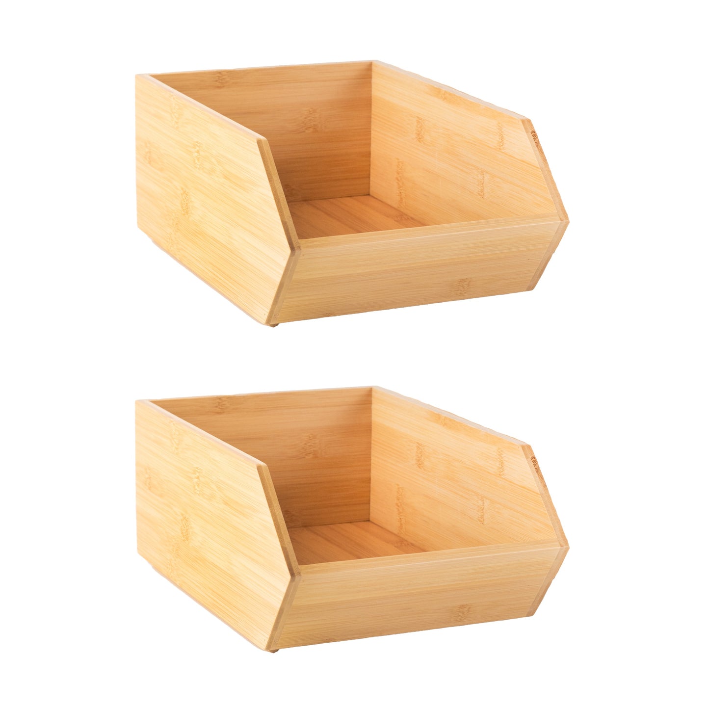 2 Pack | Bamboo Natural Wood Storage Bin