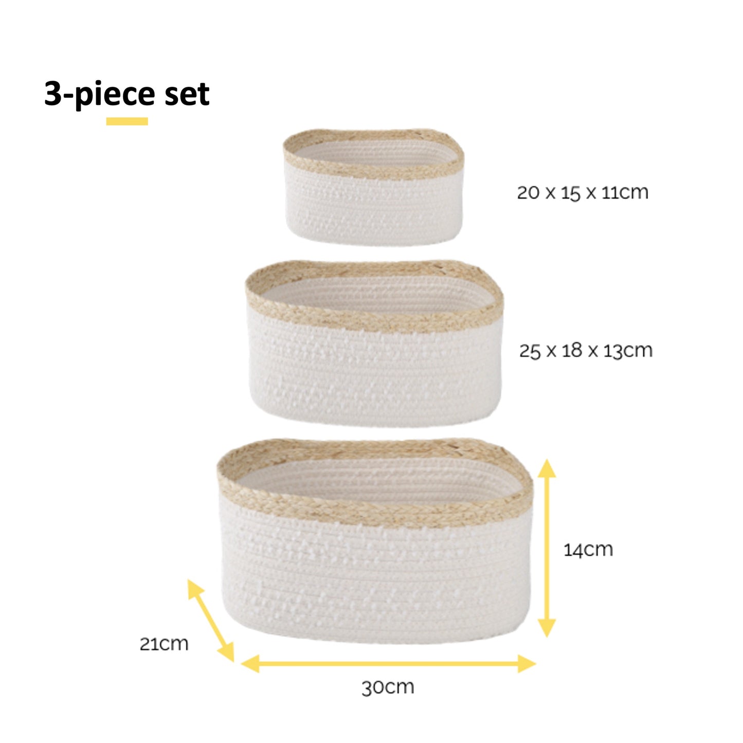 Set of 3 | Rope Woven Storage Baskets