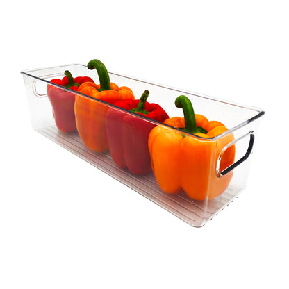 2 Pack | Clear Plastic Fridge Storage Bin