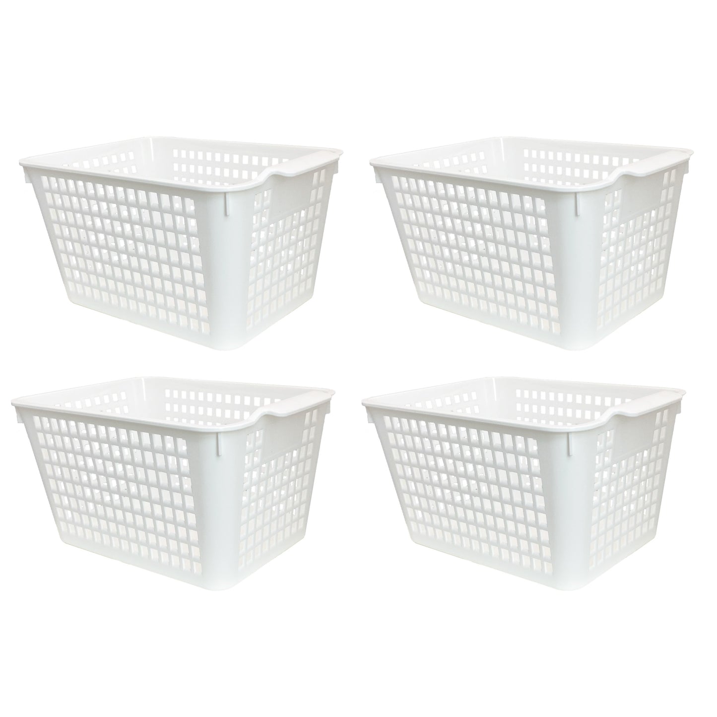 4 Pack | White Plastic Basket