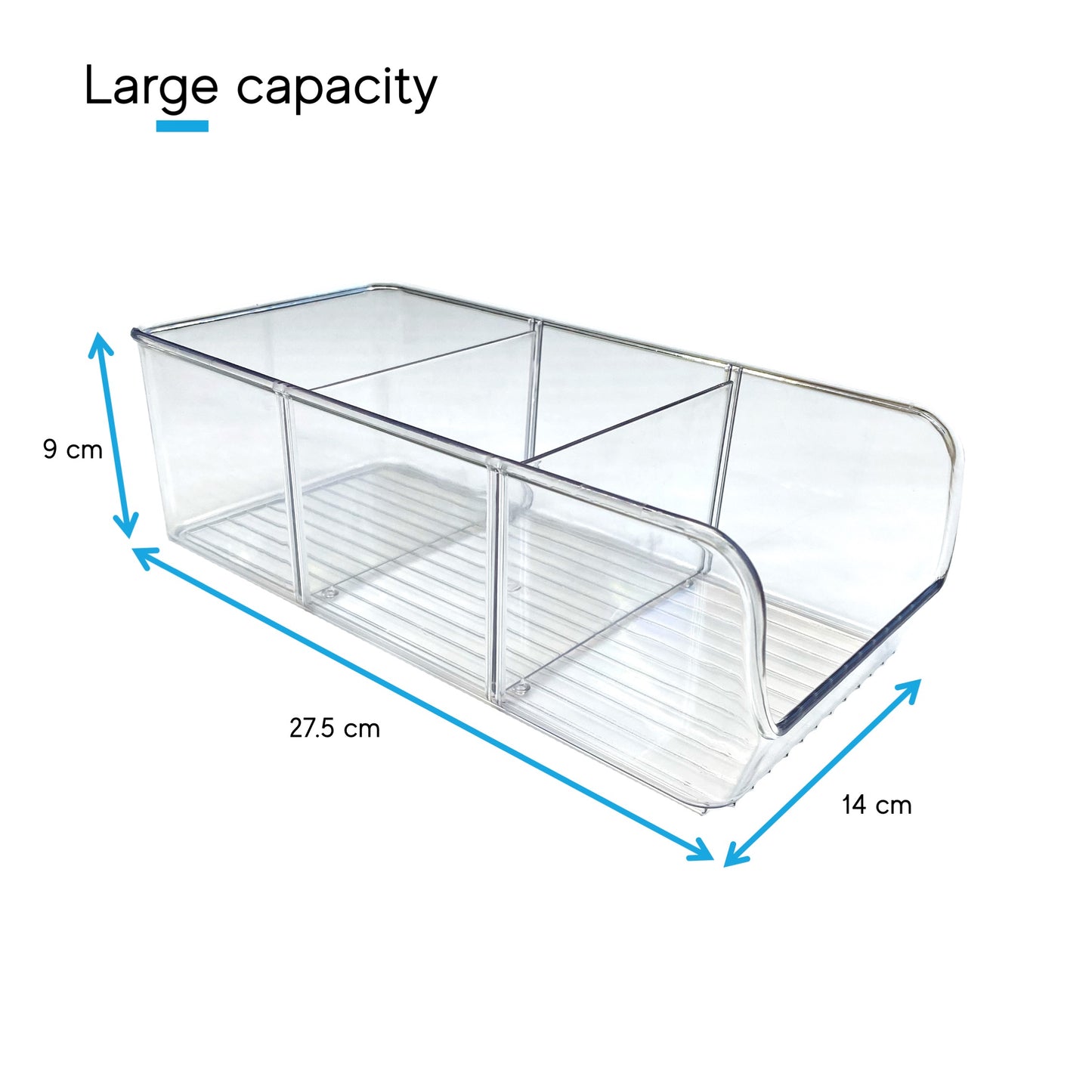 Multi section clear plastic organizing tray