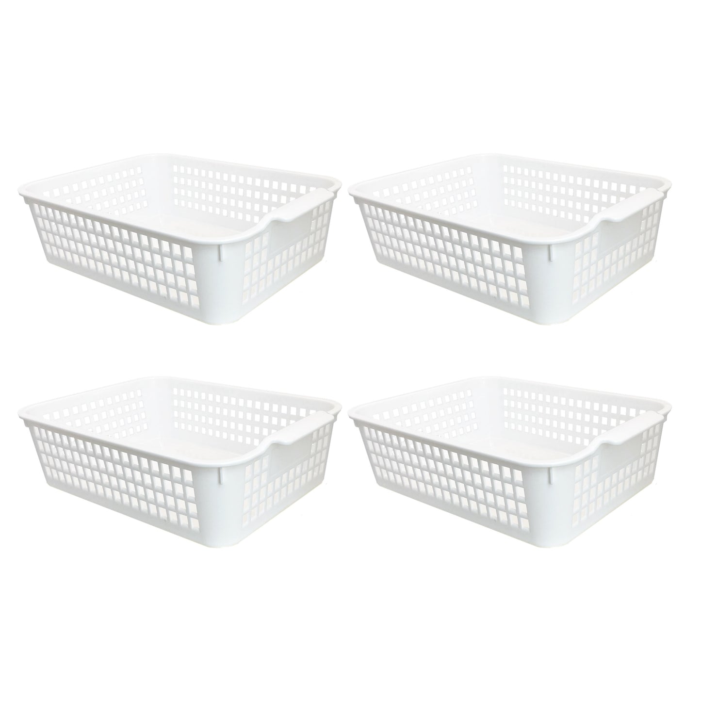 4 Pack | White Plastic Basket