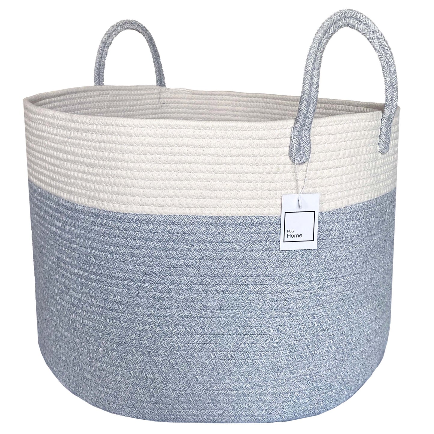 Cotton Rope Basket 50x35cm with Handles (Grey & White)