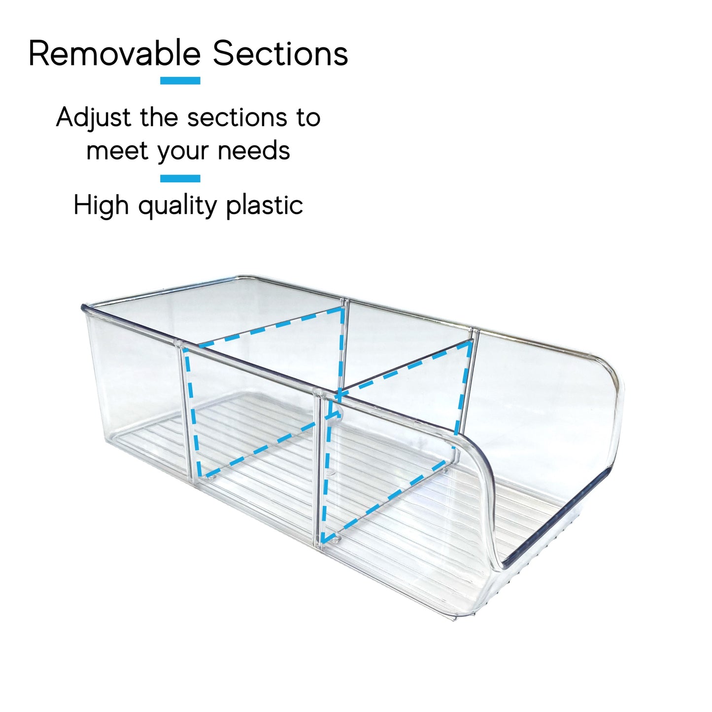 Multi section clear plastic organizing tray