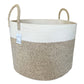 Cotton Rope Basket 50x35cm with Handles (White & Beige)